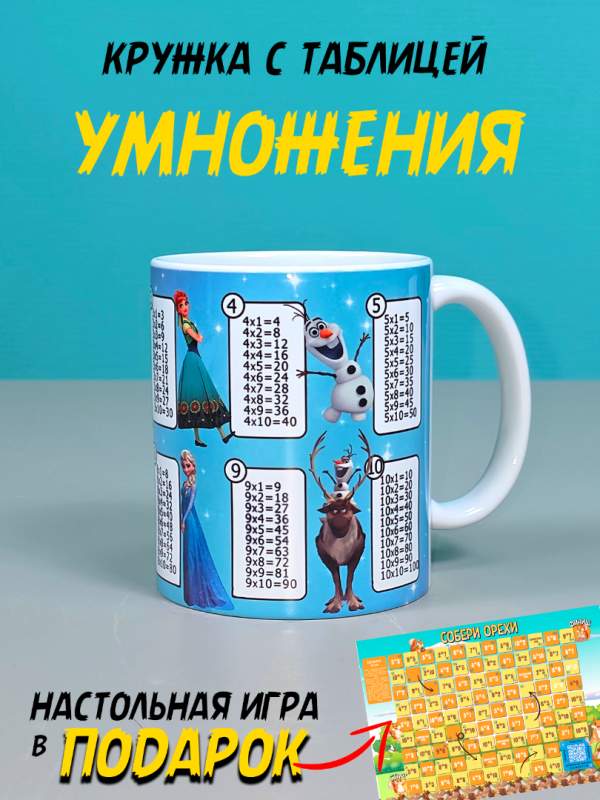 Детская кружка для детей  в школу и садик с таблицей умножения  