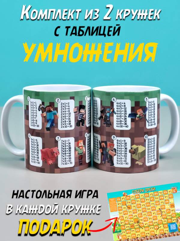 Детская чашка для детей  в школу и садик с таблицей умножения комплект