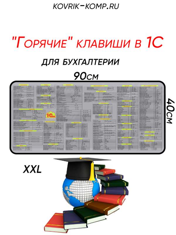 Купить коврик для мышки с горячими клавишами 1С для бухгалтера 